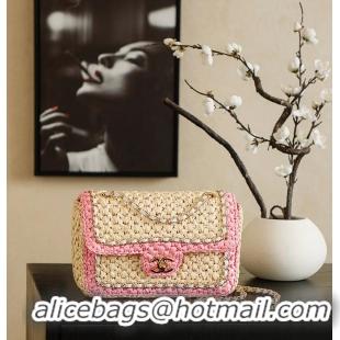 Top Quality Chanel Raffia Chain Venice Beach Flap Bag AS5699 Beige Pink/Light Gold 2026