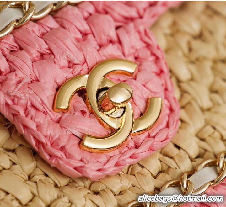 Top Quality Chanel Raffia Chain Venice Beach Flap Bag AS5699 Beige Pink/Light Gold 2026