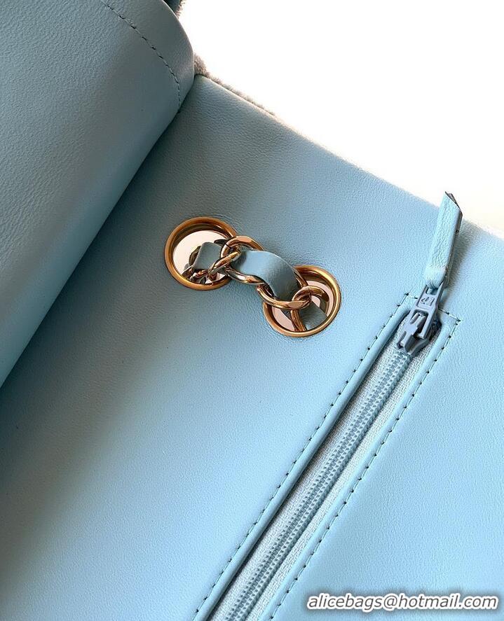 Best Price Chanel Medium Classic Double Flap Bag In Original Velvet AS5688 Light Blue/Gold 2026
