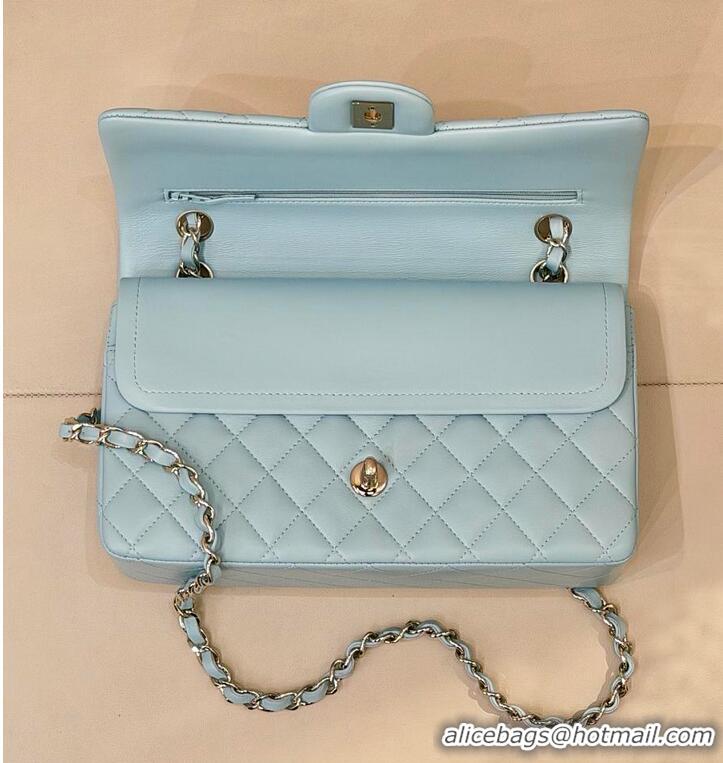 Top Quality Chanel Medium Classic Double Flap Bag In Calfskin Leather AS5689 Light Blue/Silver 2026