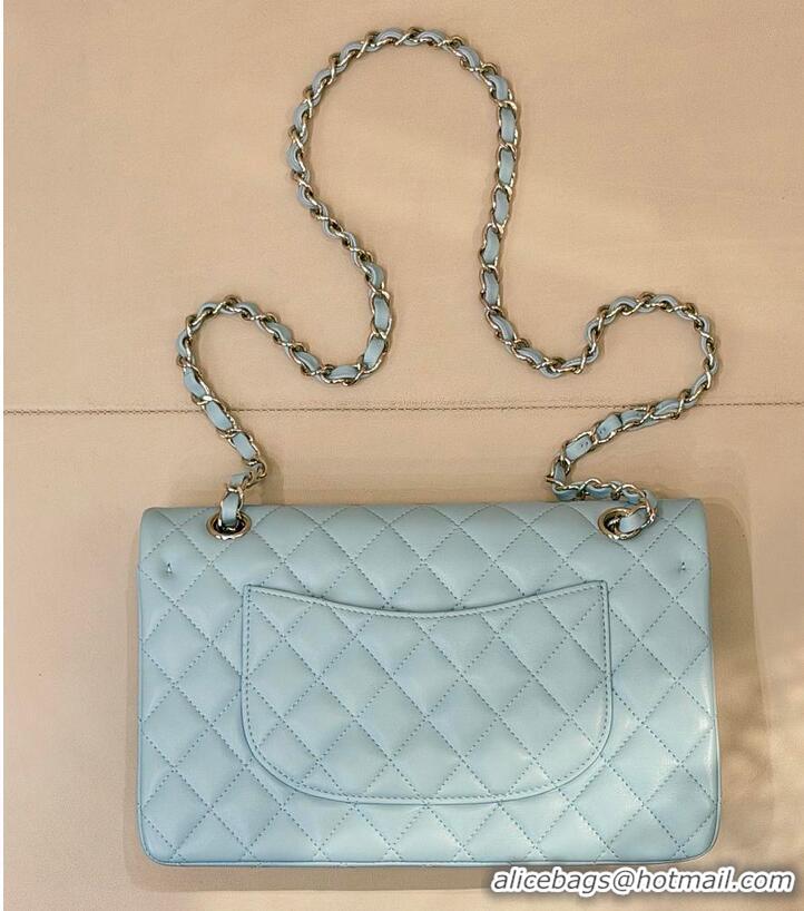 Top Quality Chanel Medium Classic Double Flap Bag In Calfskin Leather AS5689 Light Blue/Silver 2026