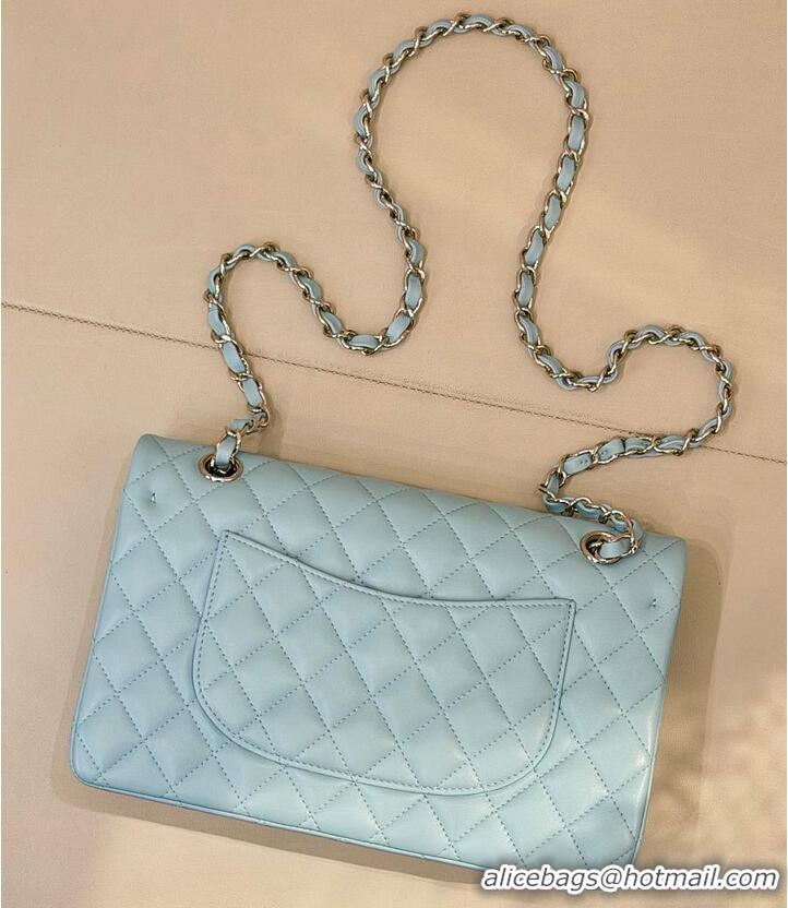 Top Quality Chanel Medium Classic Double Flap Bag In Calfskin Leather AS5689 Light Blue/Silver 2026