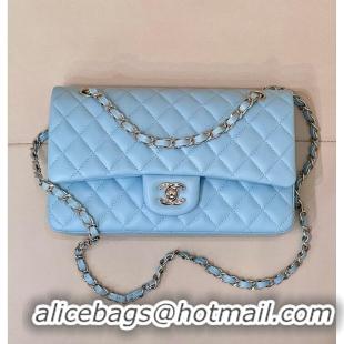 Best Price Chanel Medium Classic Double Flap Bag In Calfskin Leather AS5690 Tiffany Blue/Silver 2026