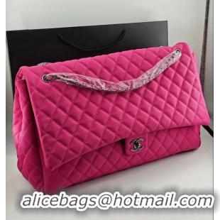 Super Quality Chanel Maxi Classic Flap Bag In Grained Calfskin AS5669 Fuchsia/Silver 2026