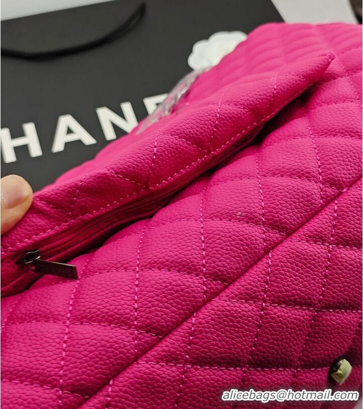 Super Quality Chanel Maxi Classic Flap Bag In Grained Calfskin AS5669 Fuchsia/Silver 2026