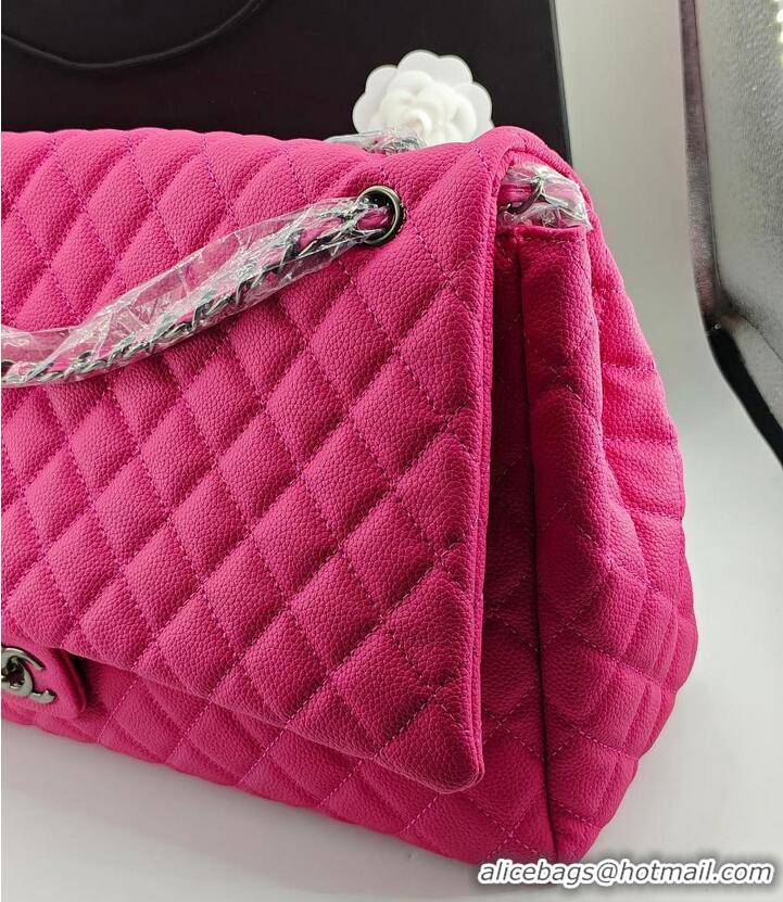 Super Quality Chanel Maxi Classic Flap Bag In Grained Calfskin AS5669 Fuchsia/Silver 2026