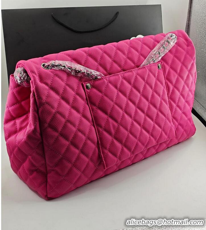 Super Quality Chanel Maxi Classic Flap Bag In Grained Calfskin AS5669 Fuchsia/Silver 2026