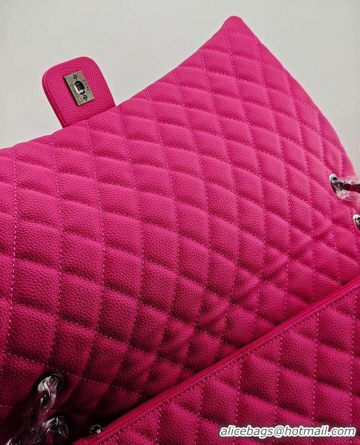 Super Quality Chanel Maxi Classic Flap Bag In Grained Calfskin AS5669 Fuchsia/Silver 2026