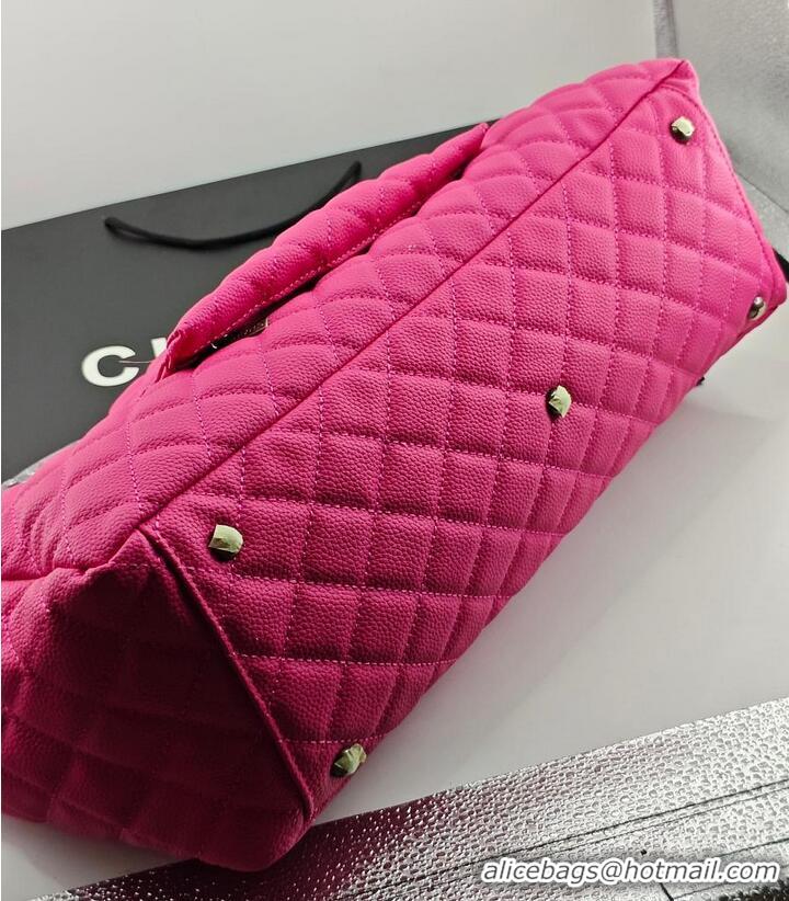 Super Quality Chanel Maxi Classic Flap Bag In Grained Calfskin AS5669 Fuchsia/Silver 2026