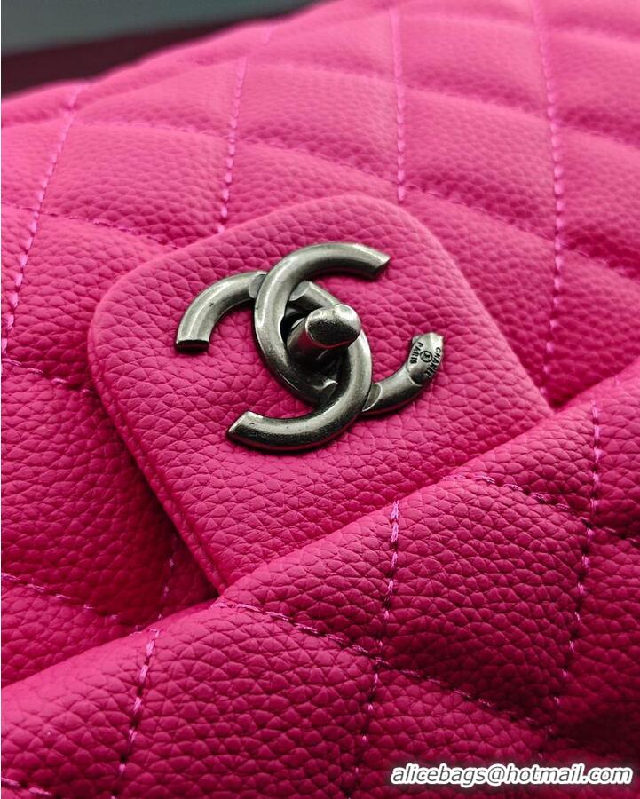 Super Quality Chanel Maxi Classic Flap Bag In Grained Calfskin AS5669 Fuchsia/Silver 2026