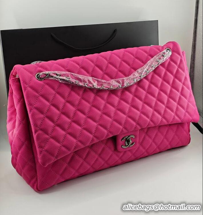 Super Quality Chanel Maxi Classic Flap Bag In Grained Calfskin AS5669 Fuchsia/Silver 2026