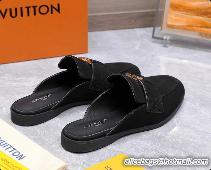 Hot Style Louis Vuitton LV Mare Open Back Loafer Black Suede Leather 6061401