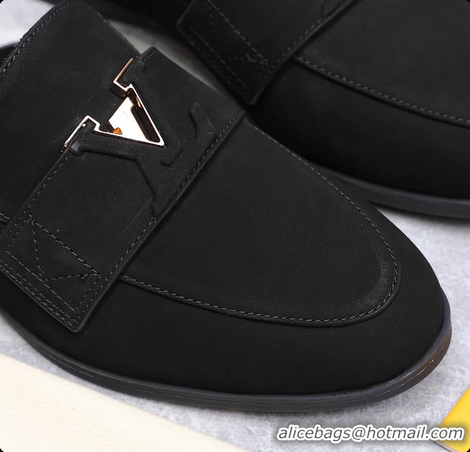 Hot Style Louis Vuitton LV Mare Open Back Loafer Black Suede Leather 6061401