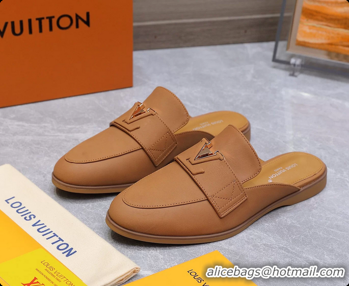 Duplicate Louis Vuitton LV Mare Open Back Loafer Dark Beige Calfskin Leather 6061401