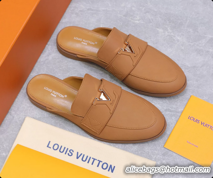 Duplicate Louis Vuitton LV Mare Open Back Loafer Dark Beige Calfskin Leather 6061401