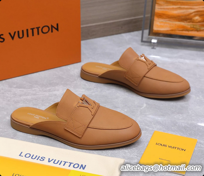 Duplicate Louis Vuitton LV Mare Open Back Loafer Dark Beige Calfskin Leather 6061401