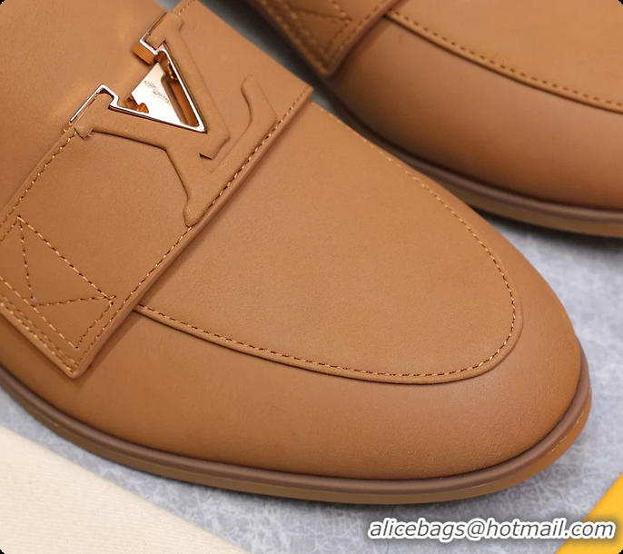 Duplicate Louis Vuitton LV Mare Open Back Loafer Dark Beige Calfskin Leather 6061401