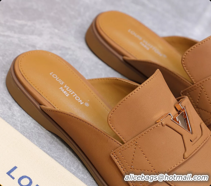 Duplicate Louis Vuitton LV Mare Open Back Loafer Dark Beige Calfskin Leather 6061401