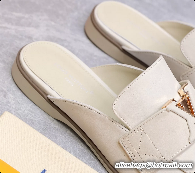Buy Luxury Louis Vuitton LV Mare Open Back Loafer White Calfskin Leather 6061401