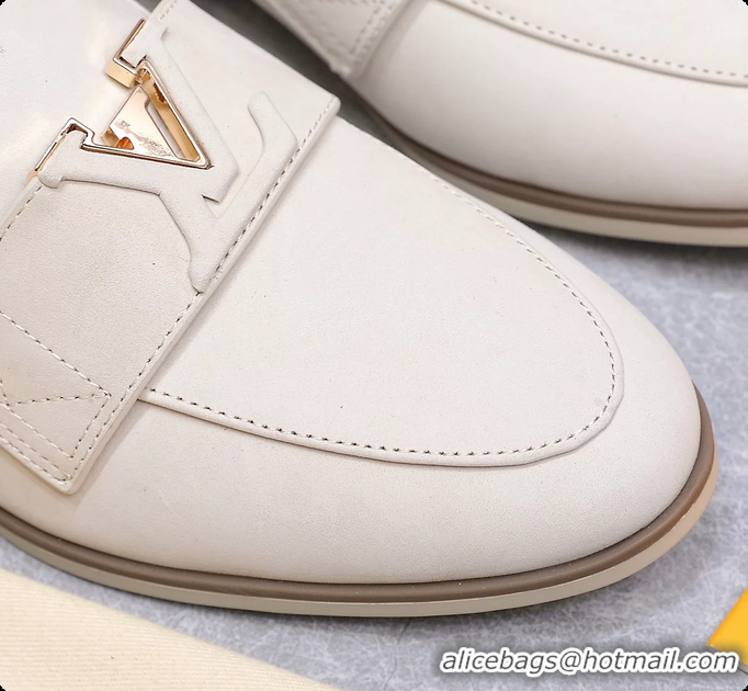 Buy Luxury Louis Vuitton LV Mare Open Back Loafer White Calfskin Leather 6061401