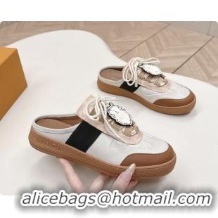 Top Grade Louis Vuitton x Grace Lous Open Back Sneakers White Black Brown Canvas 6061402