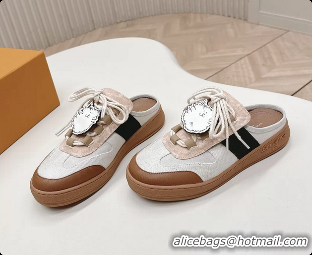 Top Grade Louis Vuitton x Grace Lous Open Back Sneakers White Black Brown Canvas 6061402