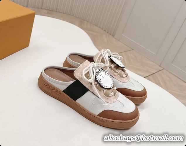 Top Grade Louis Vuitton x Grace Lous Open Back Sneakers White Black Brown Canvas 6061402