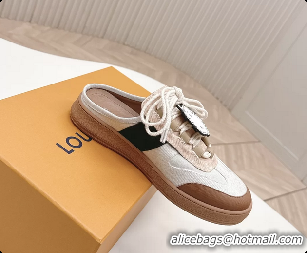 Top Grade Louis Vuitton x Grace Lous Open Back Sneakers White Black Brown Canvas 6061402