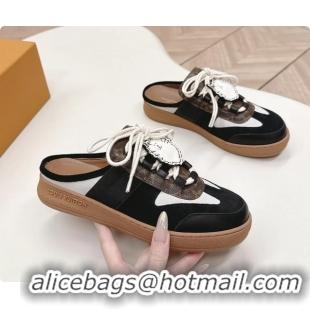 Perfect Louis Vuitton x Grace Lous Open Back Sneakers Black Calfskin and Suede Leather 6061402