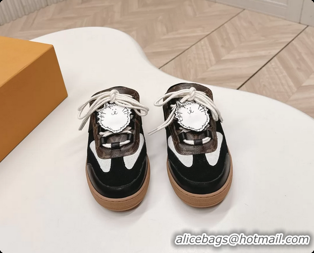 Perfect Louis Vuitton x Grace Lous Open Back Sneakers Black Calfskin and Suede Leather 6061402