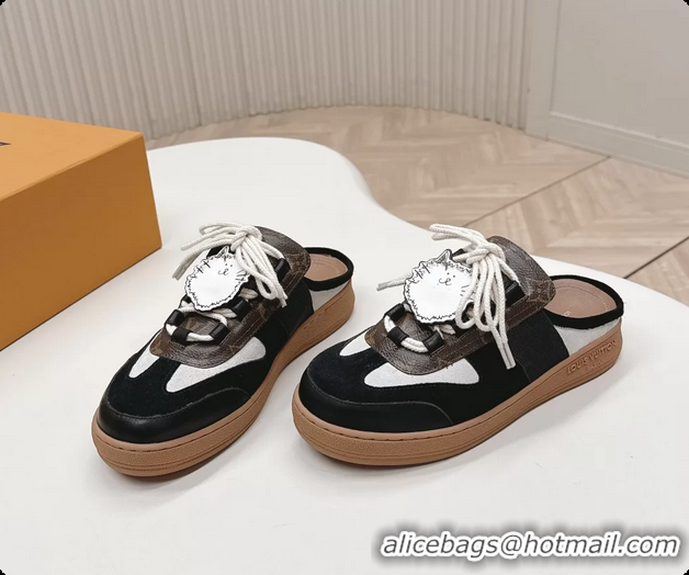 Perfect Louis Vuitton x Grace Lous Open Back Sneakers Black Calfskin and Suede Leather 6061402