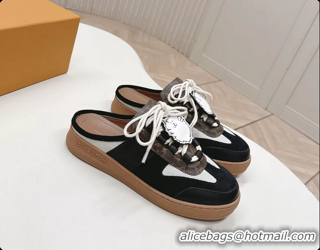 Perfect Louis Vuitton x Grace Lous Open Back Sneakers Black Calfskin and Suede Leather 6061402