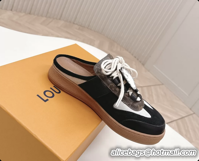 Perfect Louis Vuitton x Grace Lous Open Back Sneakers Black Calfskin and Suede Leather 6061402