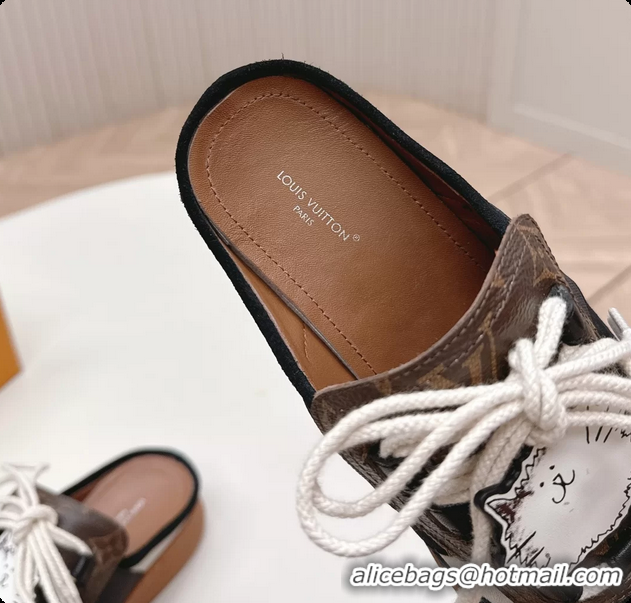 Perfect Louis Vuitton x Grace Lous Open Back Sneakers Black Calfskin and Suede Leather 6061402