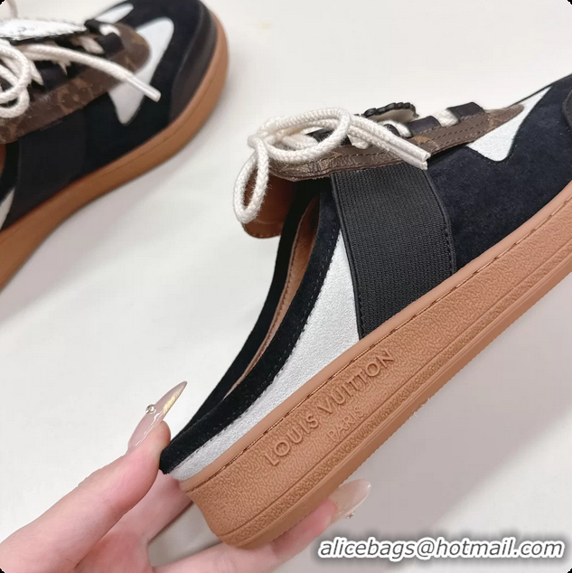 Perfect Louis Vuitton x Grace Lous Open Back Sneakers Black Calfskin and Suede Leather 6061402