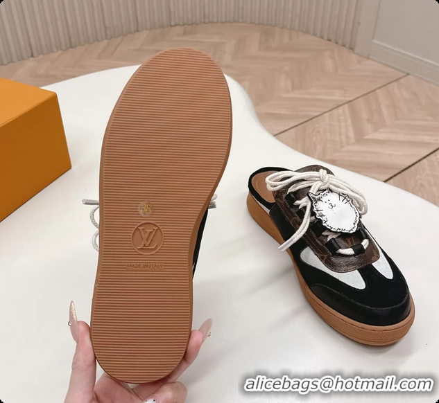 Perfect Louis Vuitton x Grace Lous Open Back Sneakers Black Calfskin and Suede Leather 6061402