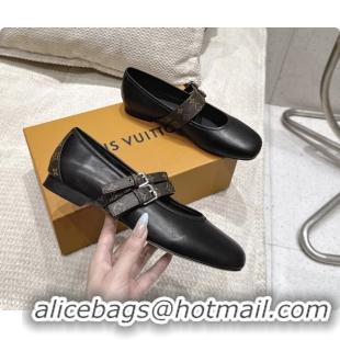 Luxurious Louis Vuitton LV Ballet Ballerina Flats Black Calfskin Leather 6061403
