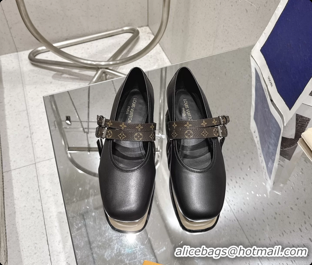 Luxurious Louis Vuitton LV Ballet Ballerina Flats Black Calfskin Leather 6061403