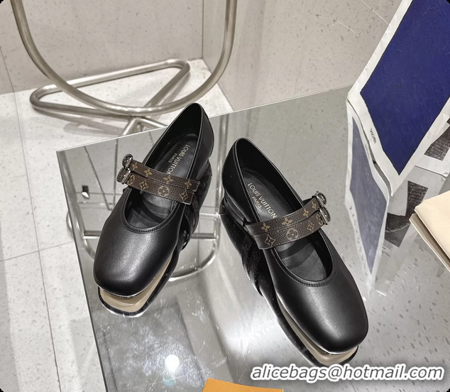 Luxurious Louis Vuitton LV Ballet Ballerina Flats Black Calfskin Leather 6061403