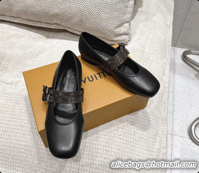 Luxurious Louis Vuitton LV Ballet Ballerina Flats Black Calfskin Leather 6061403