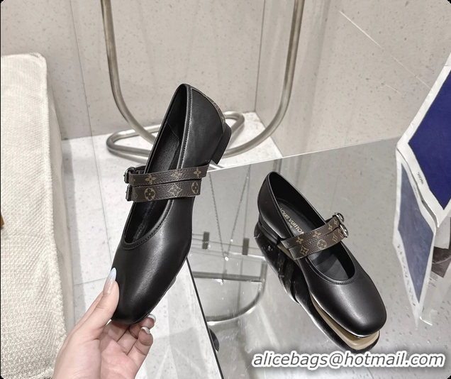 Luxurious Louis Vuitton LV Ballet Ballerina Flats Black Calfskin Leather 6061403