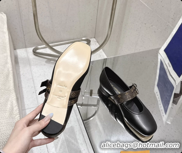 Luxurious Louis Vuitton LV Ballet Ballerina Flats Black Calfskin Leather 6061403