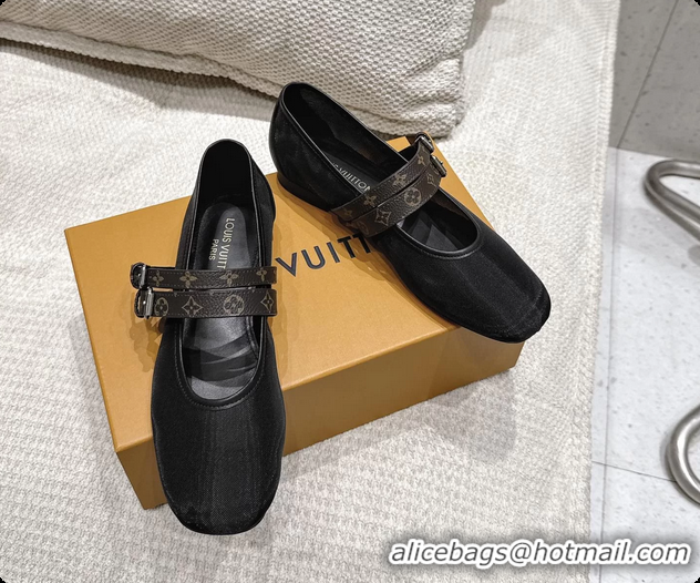 Good Looking Louis Vuitton LV Ballet Ballerina Flats Black Mesh and Monogram Canvas 6061404
