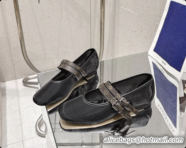 Good Looking Louis Vuitton LV Ballet Ballerina Flats Black Mesh and Monogram Canvas 6061404