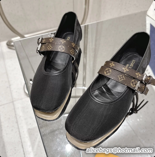 Good Looking Louis Vuitton LV Ballet Ballerina Flats Black Mesh and Monogram Canvas 6061404