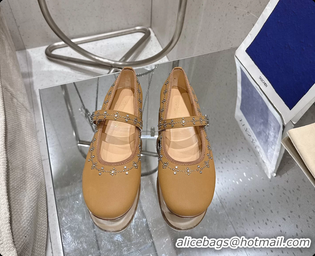 Luxury Cheap Louis Vuitton LV Romy Ballet Ballerina Flats with Studs Brown Lambskin 6061405
