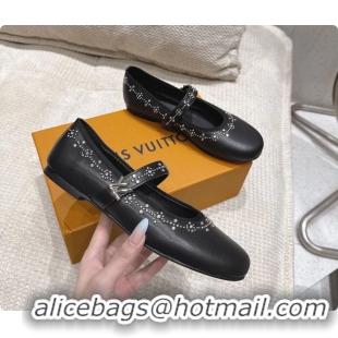 Pretty Style Louis Vuitton LV Romy Ballet Ballerina Flats with Studs Black Lambskin 6061406
