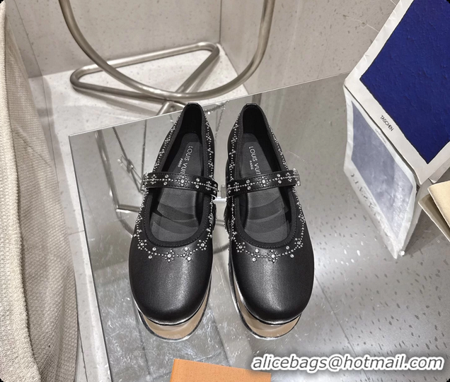 Pretty Style Louis Vuitton LV Romy Ballet Ballerina Flats with Studs Black Lambskin 6061406