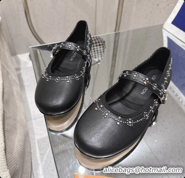 Pretty Style Louis Vuitton LV Romy Ballet Ballerina Flats with Studs Black Lambskin 6061406