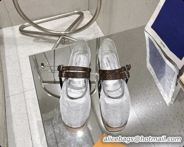 Shop Duplicate Louis Vuitton LV Ballet Ballerina Flats Silver Mesh and Monogram Canvas 6061407